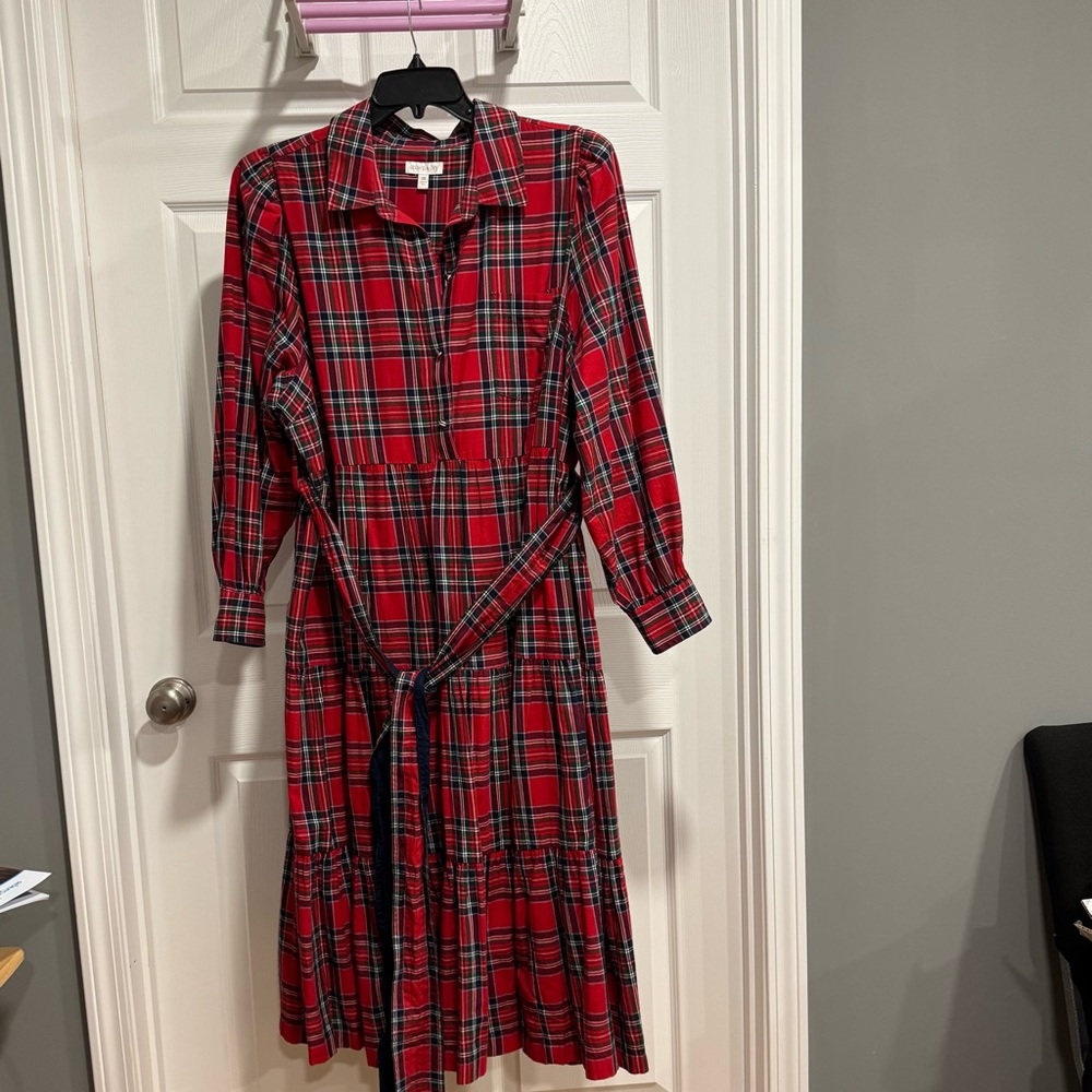 Crown & Ivy Red Plaid Long Sleeve Dress